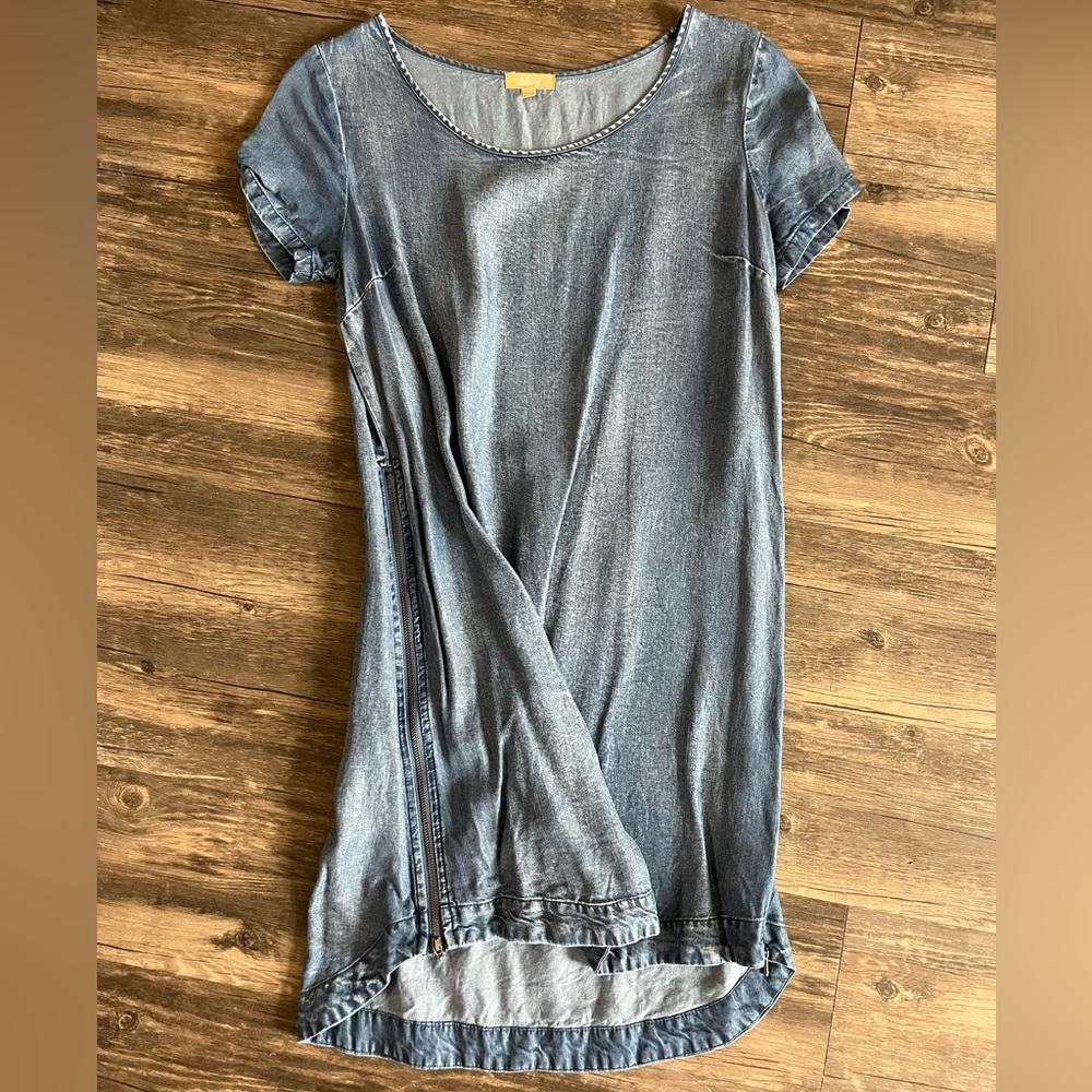 Denim Dress with Zipper Detail
